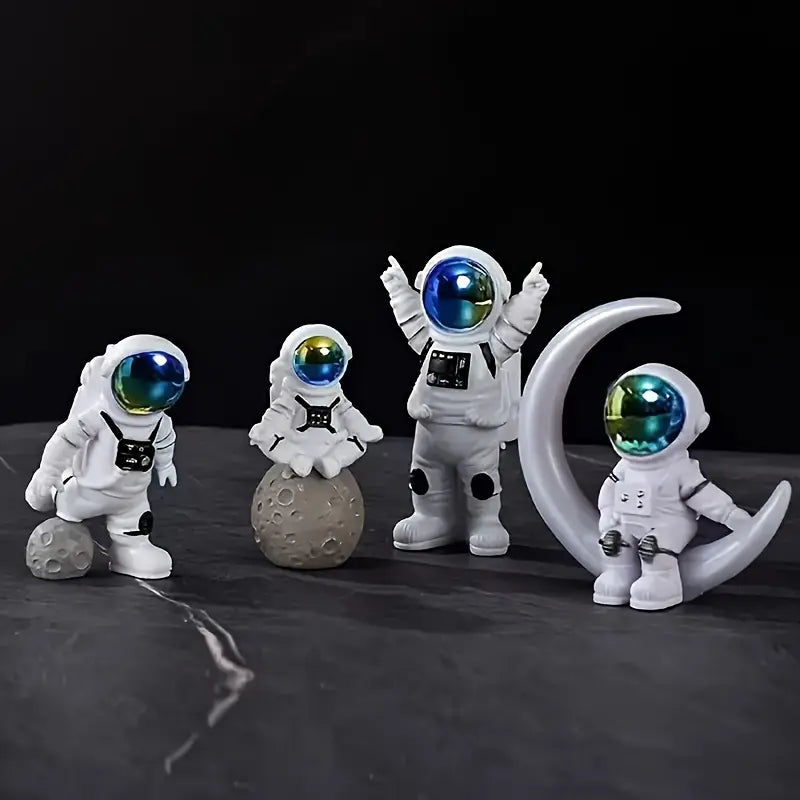 Cosmo Crew™ – 4-Piece Astronaut Figurine Set with Skateboard