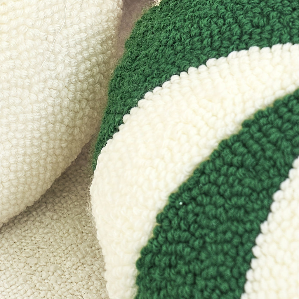 “Holiday Stripes” – Classic Round Christmas Throw Pillow