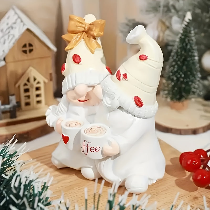 CaféGnome™ Winter Coffee Couple Statues