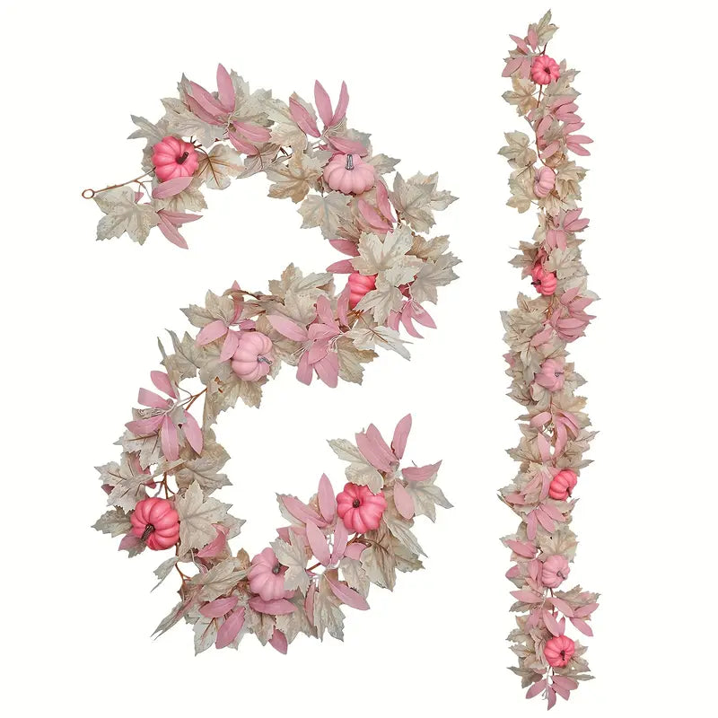Elegant Seasonal Wreath – Fall Pumpkins, Maple Leaves & Berries
