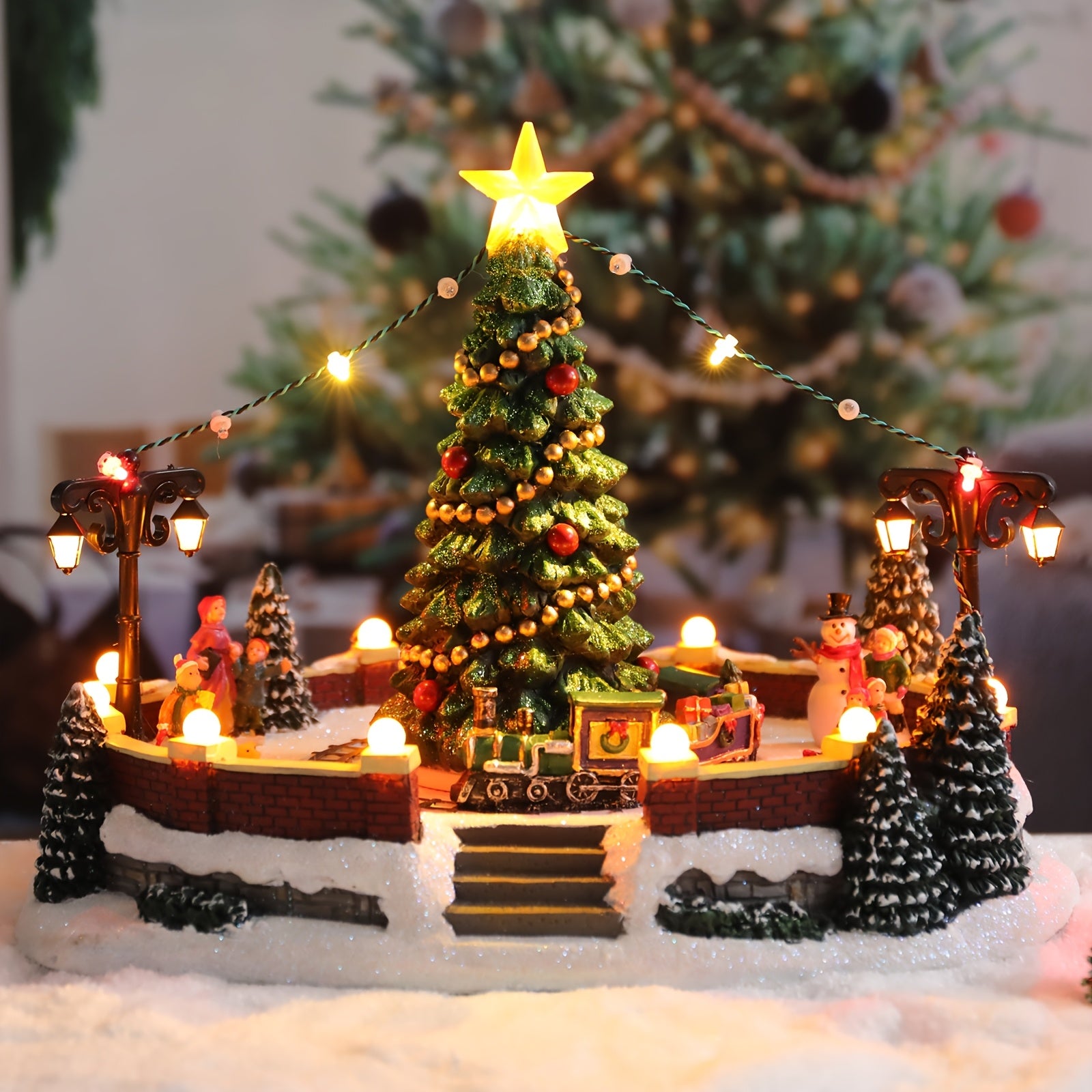 “Twilight Winter Park” – Animated Christmas Village with Moving Skaters, Light-Up Carousel & Rotating Ferris Wheel | Musical Holiday Tabletop Centerpiece