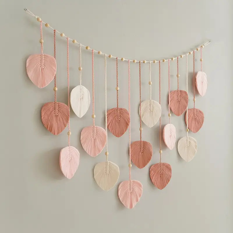 Soleil Botanique – Boho Leaf Woven Wall Art