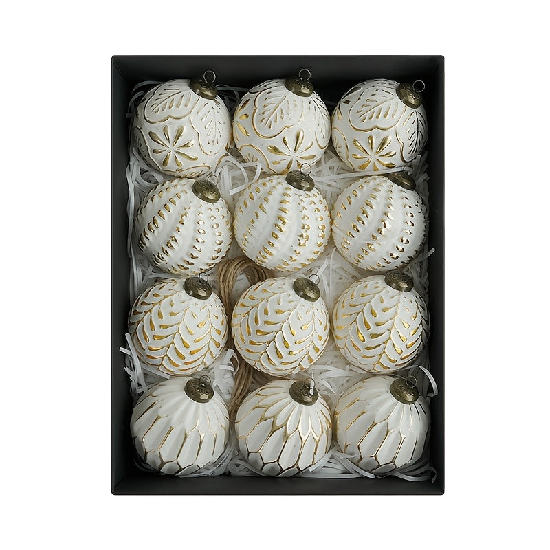 “Golden Glow” – 12-Piece 3.15-Inch Gilded Christmas Ball Ornament Set