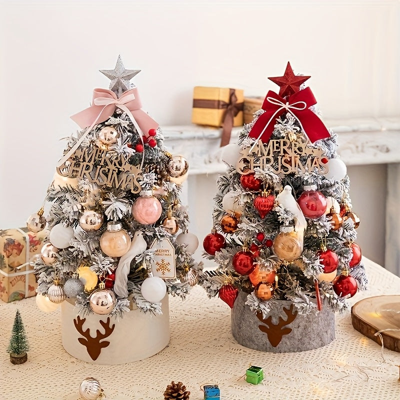 “Festive Sprout” – 45/60cm DIY Mini Christmas Tree with Golden & Red Ball Ornaments