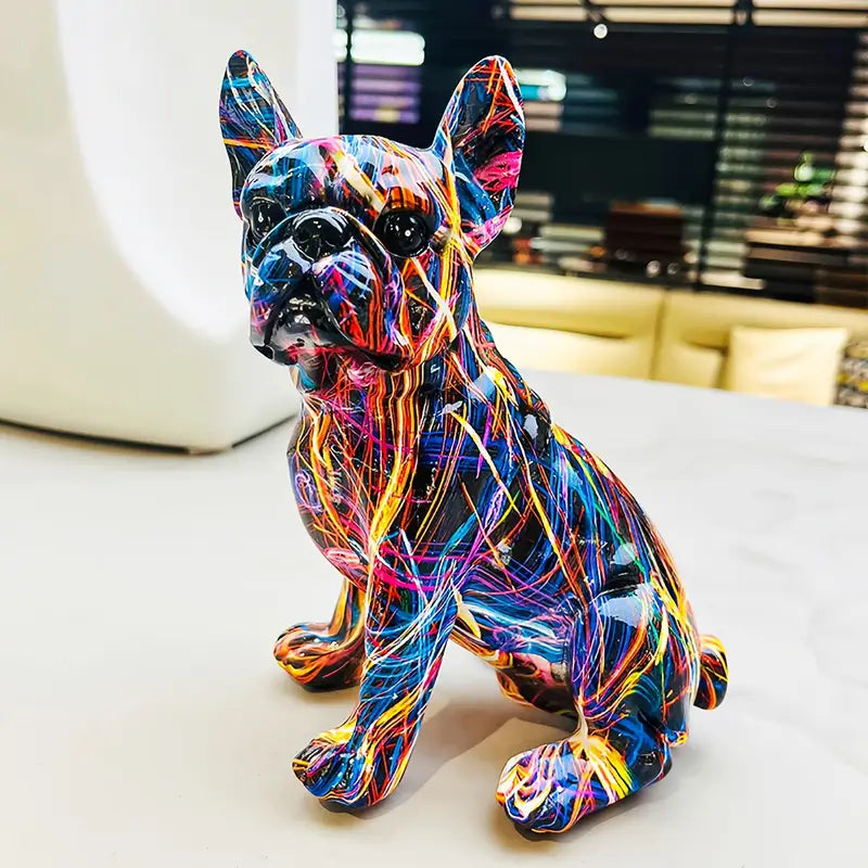 Colorful Graffiti Bulldog Sculpture