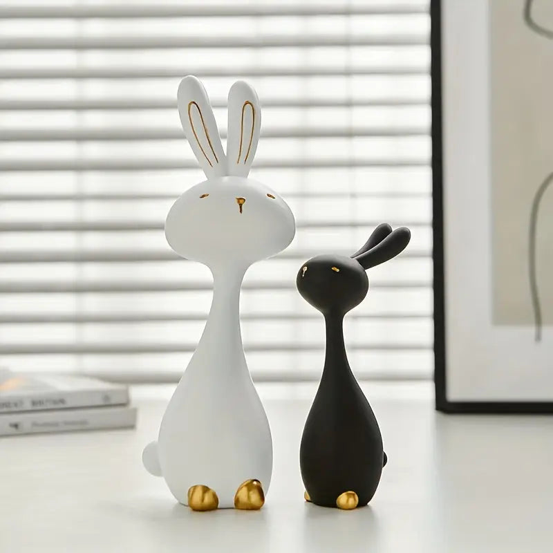 “Yin & Yang Bunnies” — Anime-Inspired Resin Statue Set