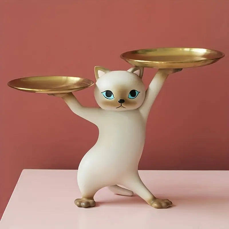 Château Chat” — Luxe Nordic Cat Tray Sculpture