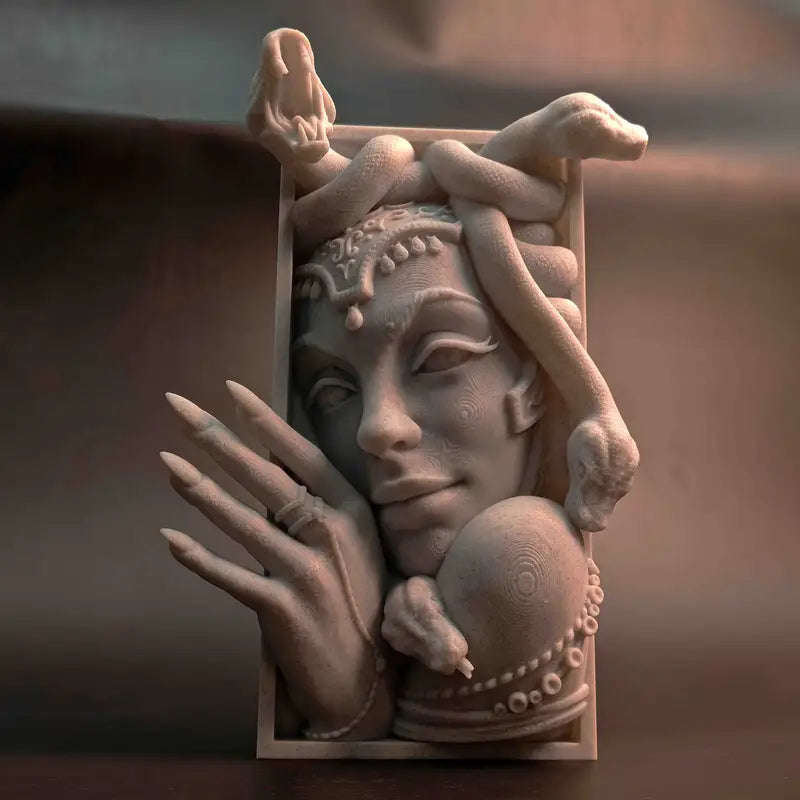 "Medusa’s Hold" – Mythical Statue Bookends