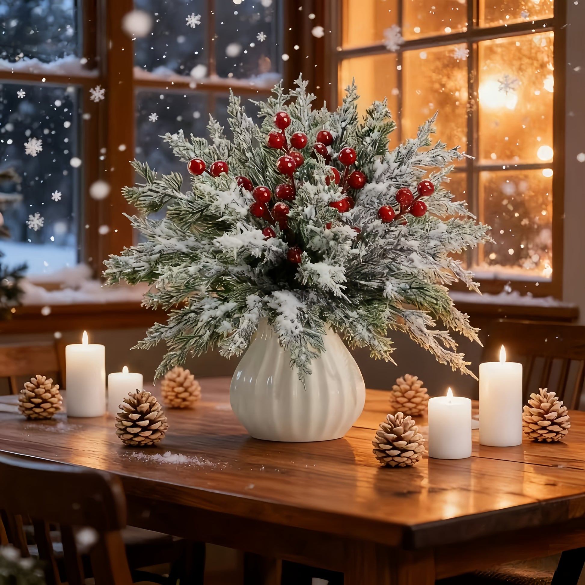 EverBerry™ 6-Piece Artificial Pine Branch & Red Berry Set