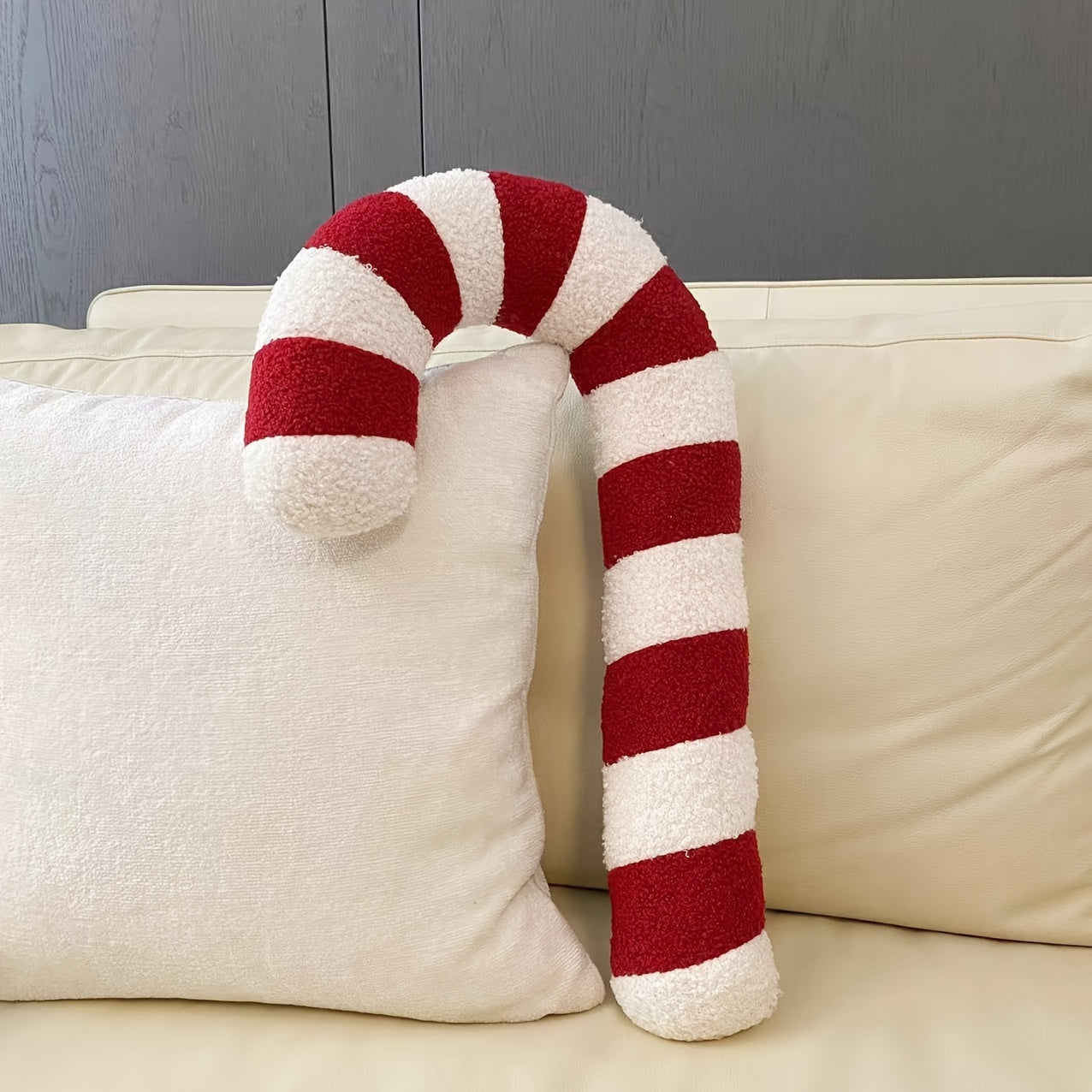“Sweet Stripes” – Plush Candy Cane Holiday Pillow