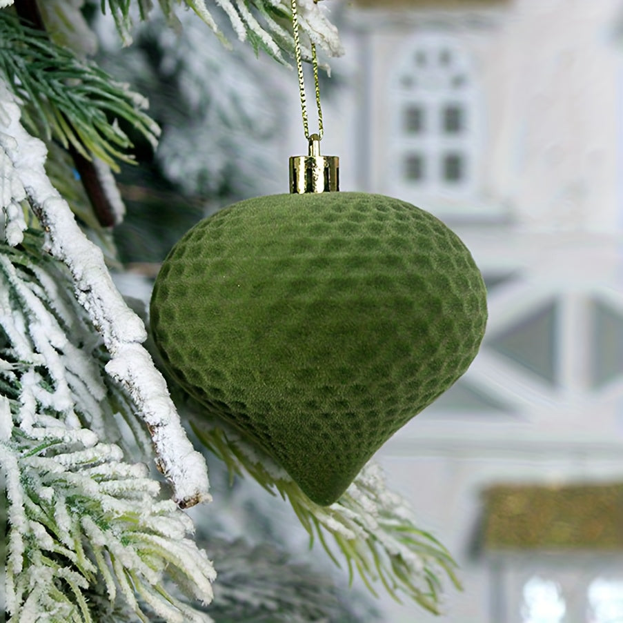 Velvet-Flocked Christmas Ornament Set