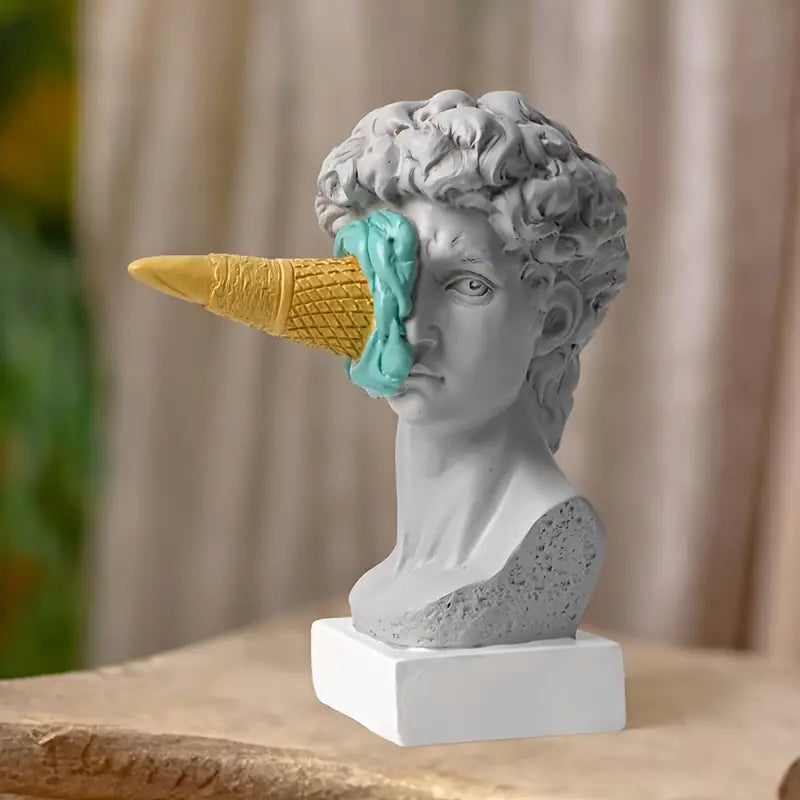 “David à la Crème” — Resin Sculpture with Ice Cream Cone