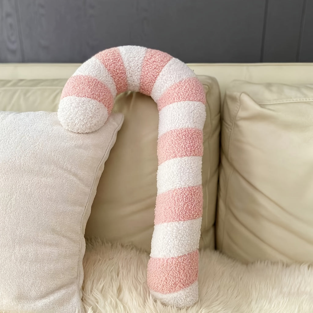 “Sweet Stripes” – Plush Candy Cane Holiday Pillow