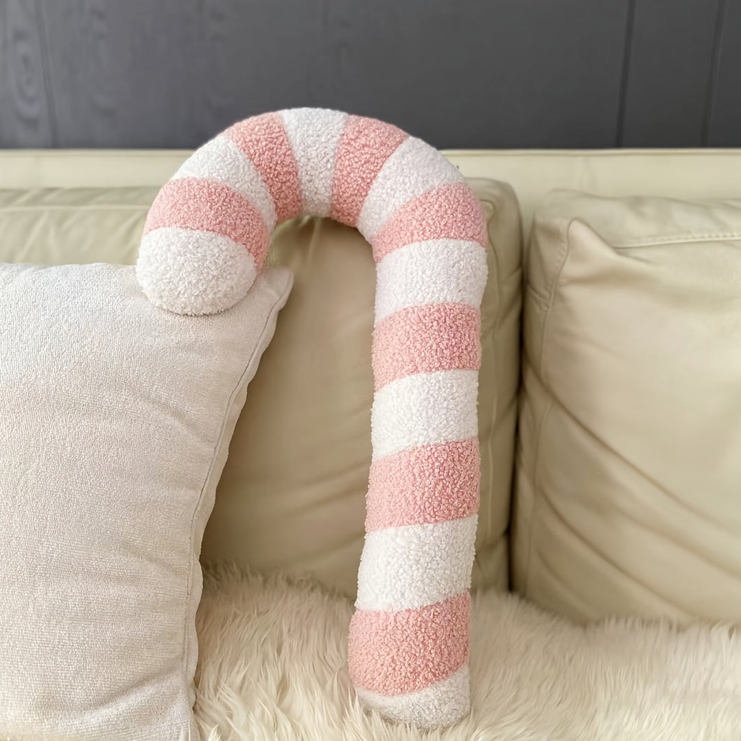 “Sweet Stripes” – Plush Candy Cane Holiday Pillow