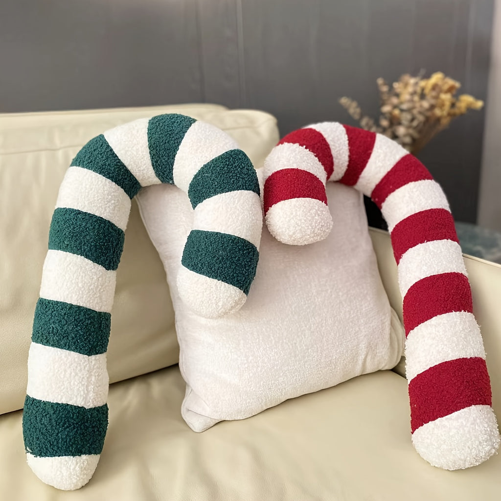 “Sweet Stripes” – Plush Candy Cane Holiday Pillow