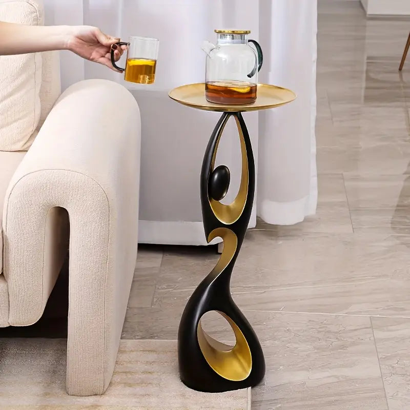 Sophisticated Black & Gold Resin Coffee Table Floor Sculpture