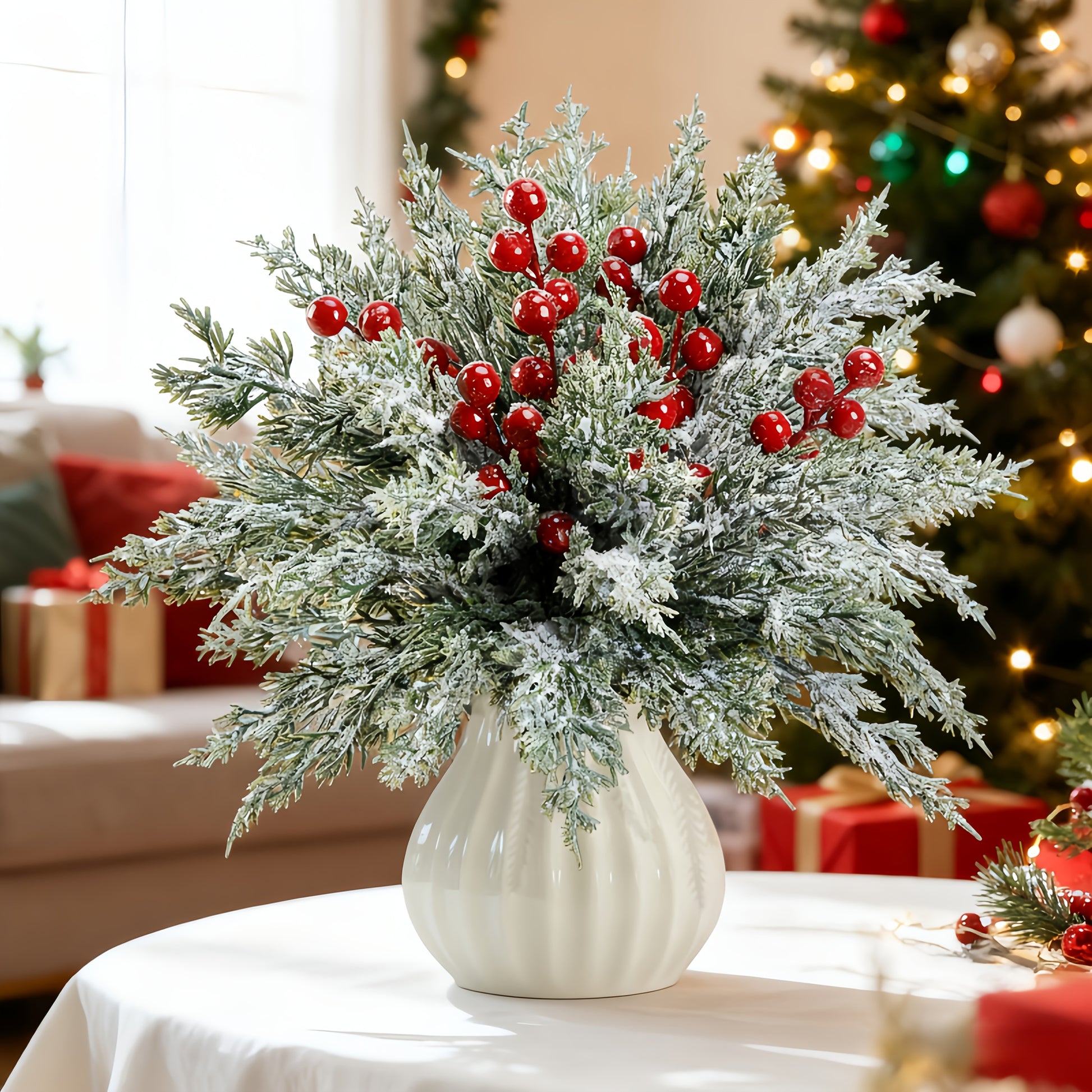 EverBerry™ 6-Piece Artificial Pine Branch & Red Berry Set