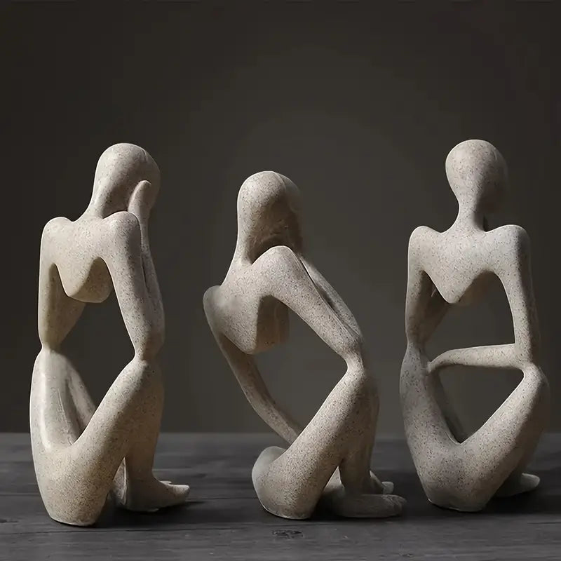 “Trio de Pensée” — Abstract Sitting Figure Sculptures