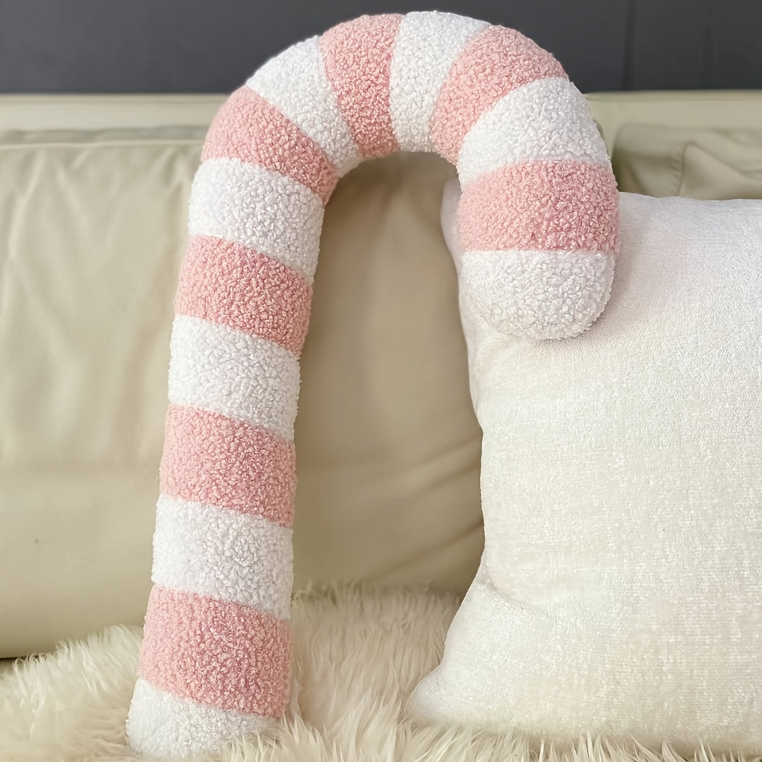 “Sweet Stripes” – Plush Candy Cane Holiday Pillow