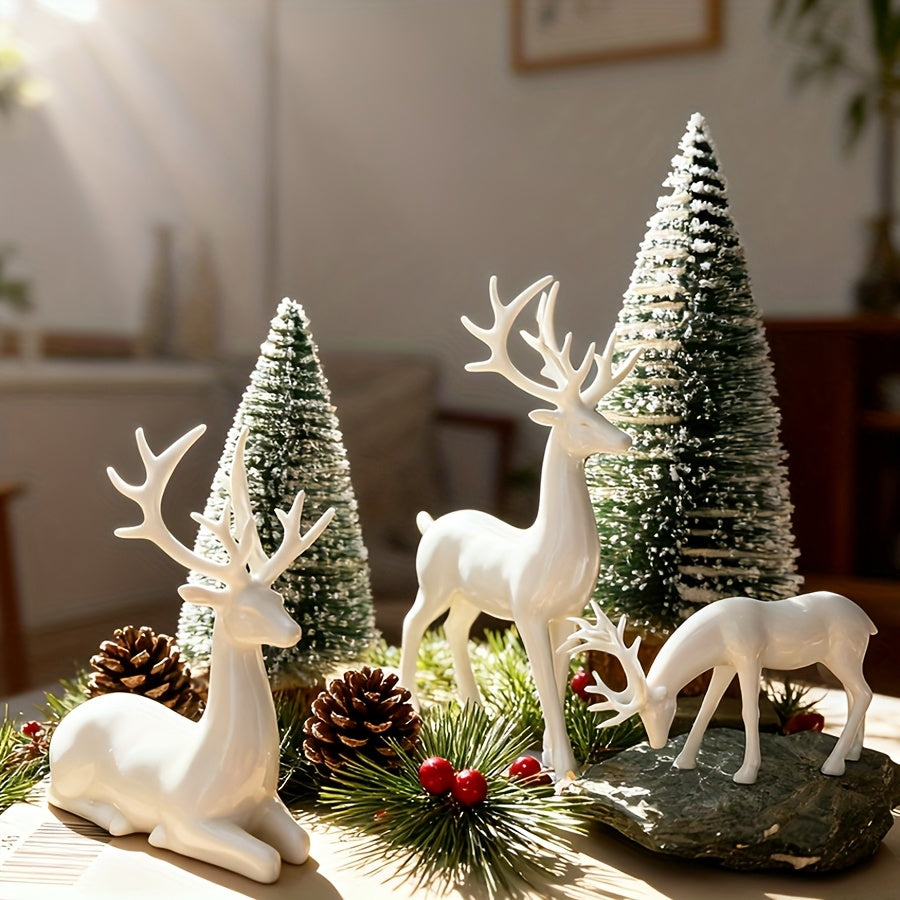 “Woodland Harmony” – 5-Piece Deer Family Christmas Ornament Set |