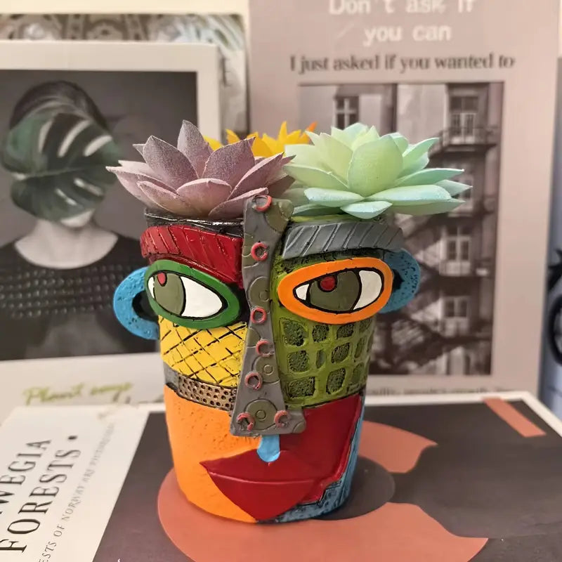 AuraFace™ – Colorful Abstract Resin Planter