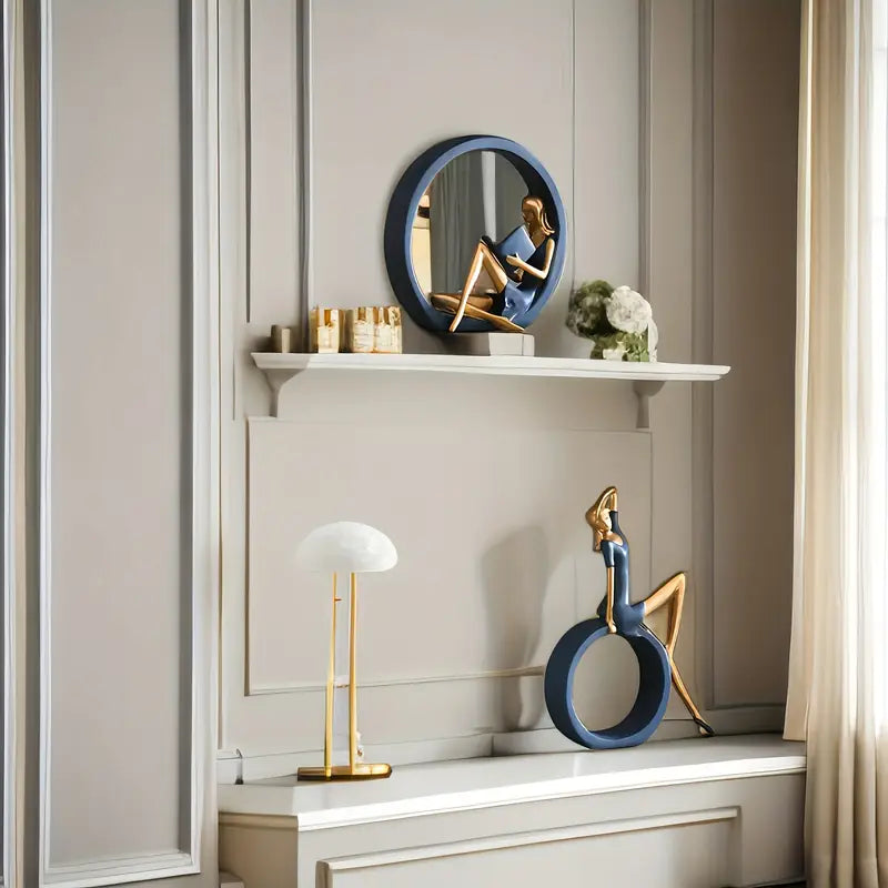 The Quiet Muse: Woman and Girl with Book Figurine