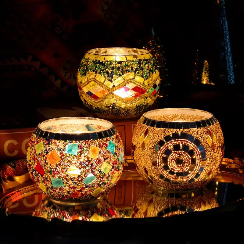 Mosaic Lumière™ | 3-Piece Handcrafted Candle Holder Set