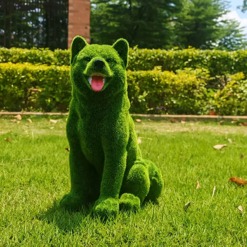 Shiba Charm – Freestanding Resin Statue with Lush Green Fur