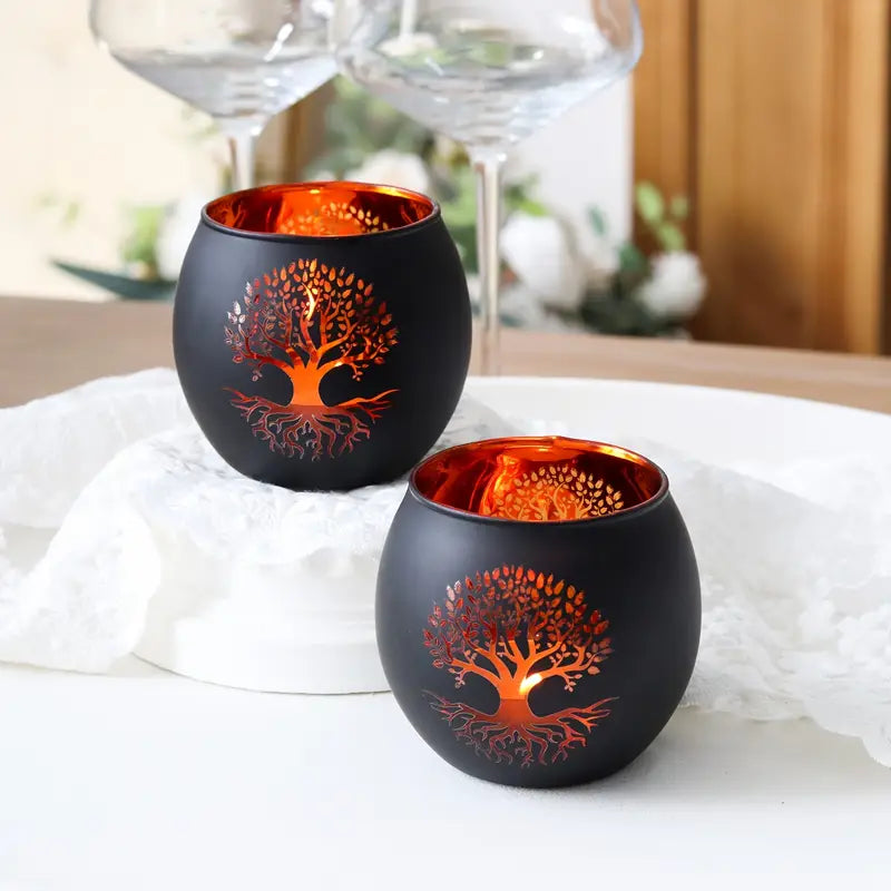 Eterna Noire™ | Tree of Life Candle Holder Set (Black)