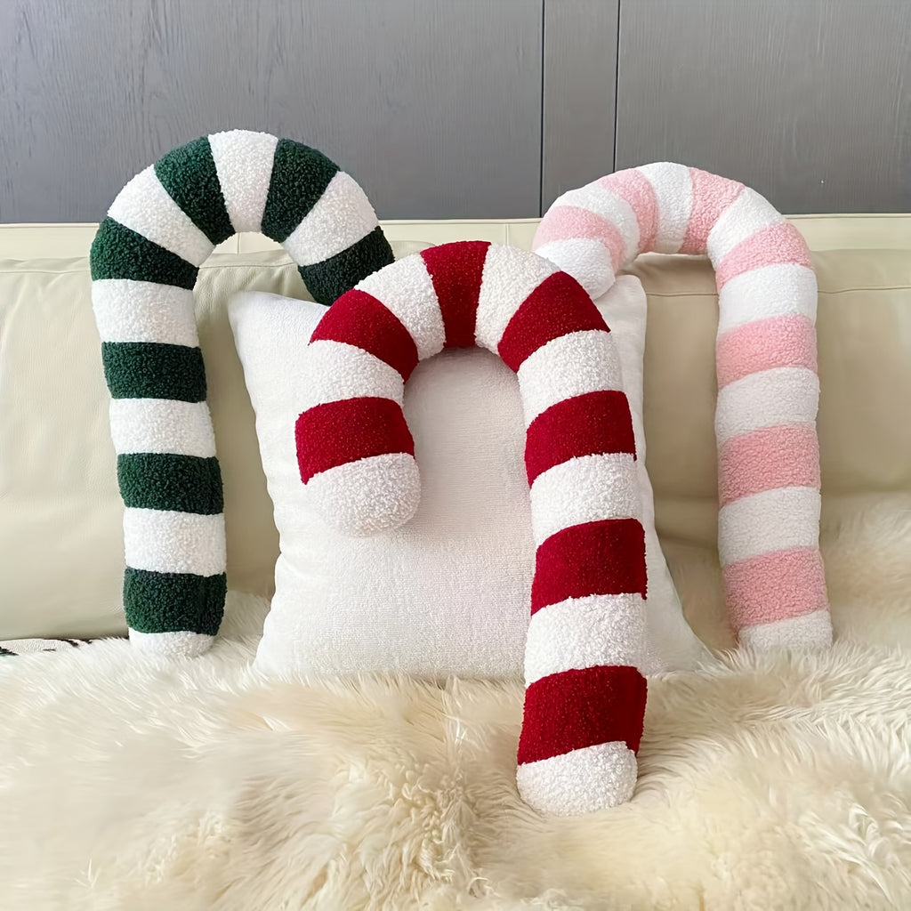 “Sweet Stripes” – Plush Candy Cane Holiday Pillow