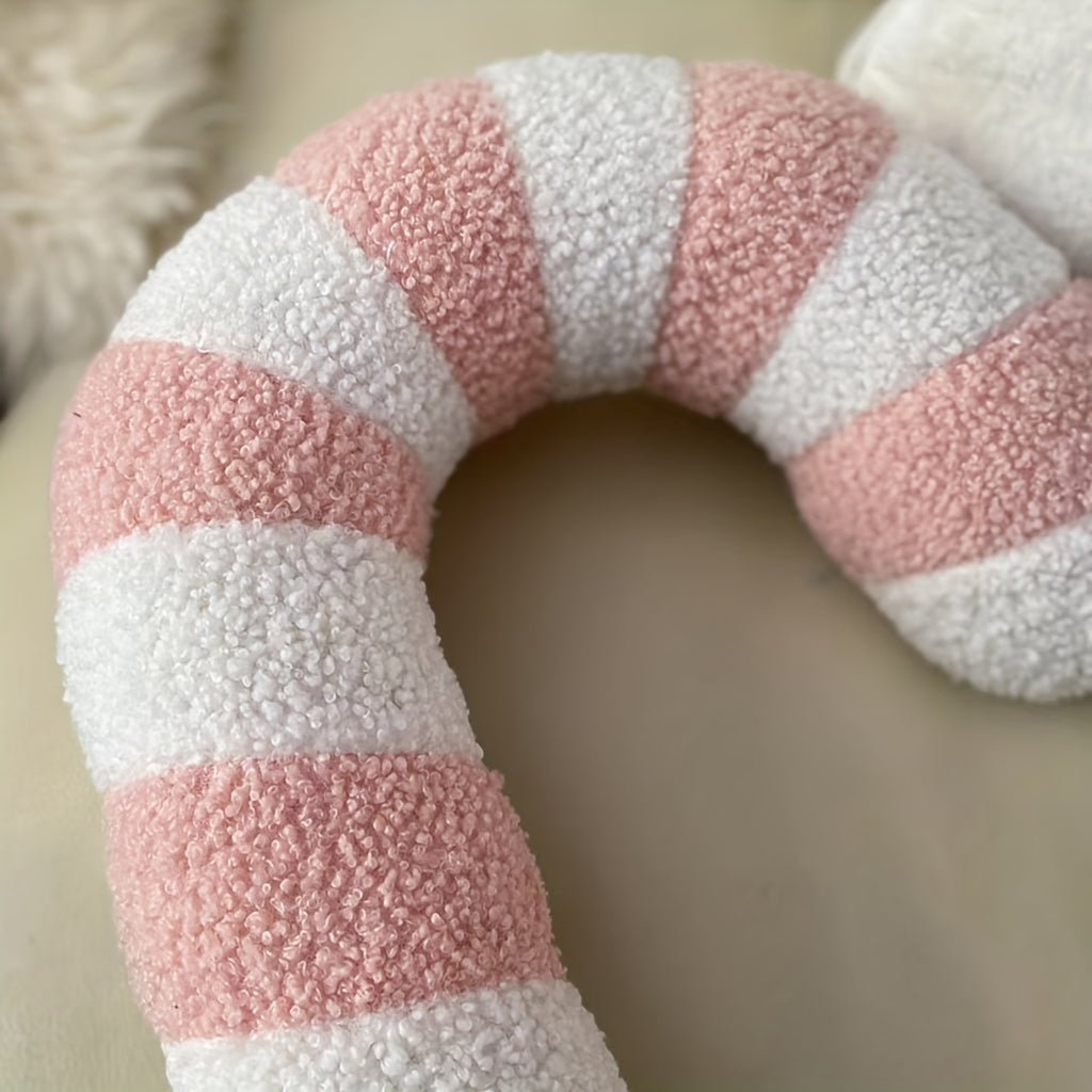 “Sweet Stripes” – Plush Candy Cane Holiday Pillow