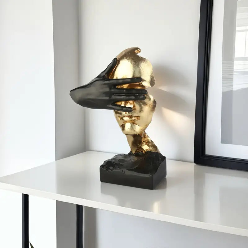 Noir & Gold Harmony: Contemporary Abstract Sculpture