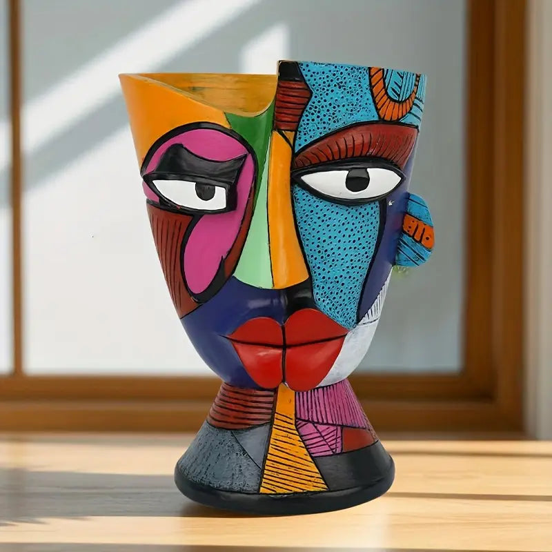 Mosaic Muse – Modern Abstract Face Vase