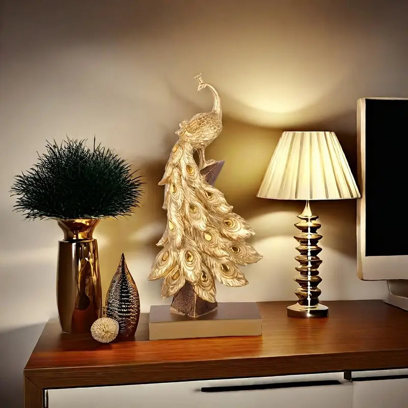 Aurora Royale: Resin Peacock Art Piece