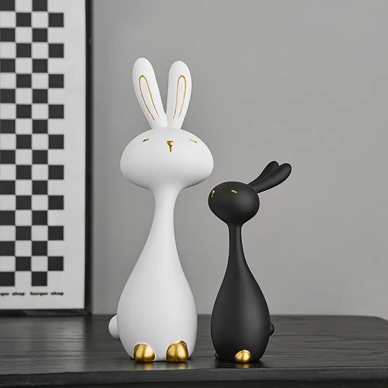 “Yin & Yang Bunnies” — Anime-Inspired Resin Statue Set