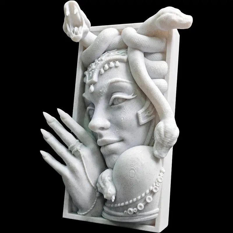 "Medusa’s Hold" – Mythical Statue Bookends