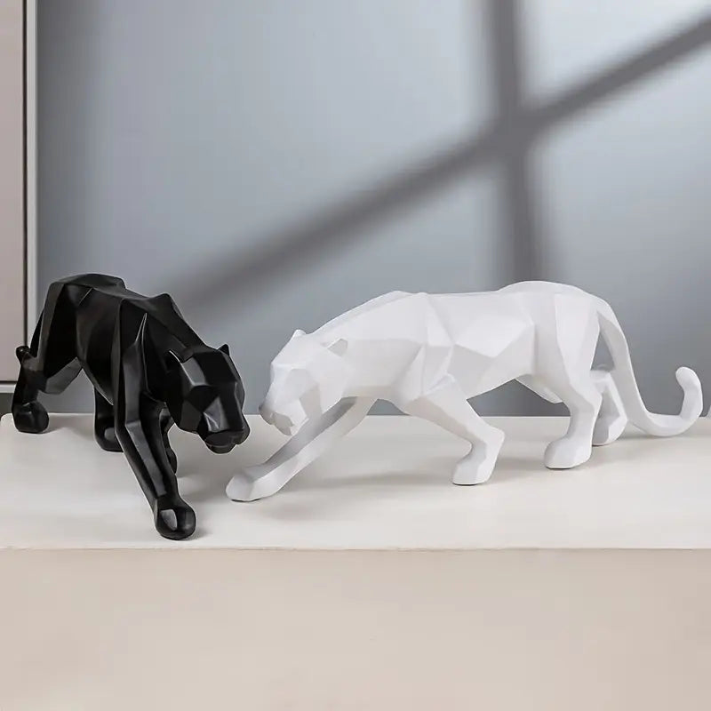 Modern Abstract Geometric Panther Statue