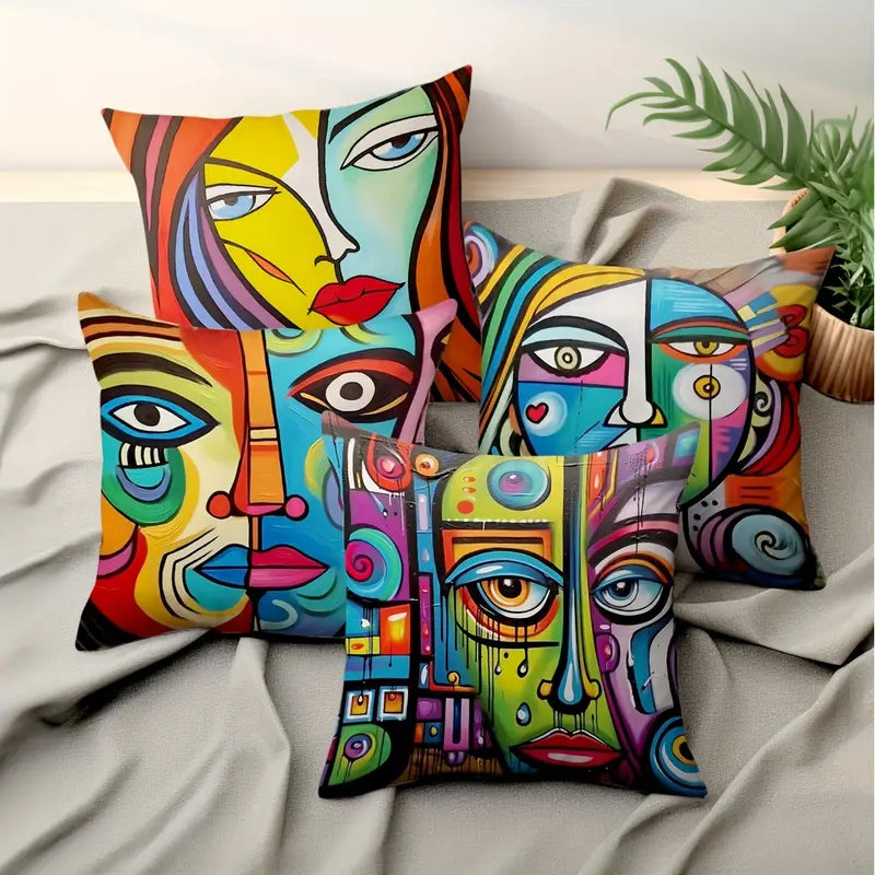 Serene Canvas™ | Set of 4 Abstract Art Throw Pillow Covers