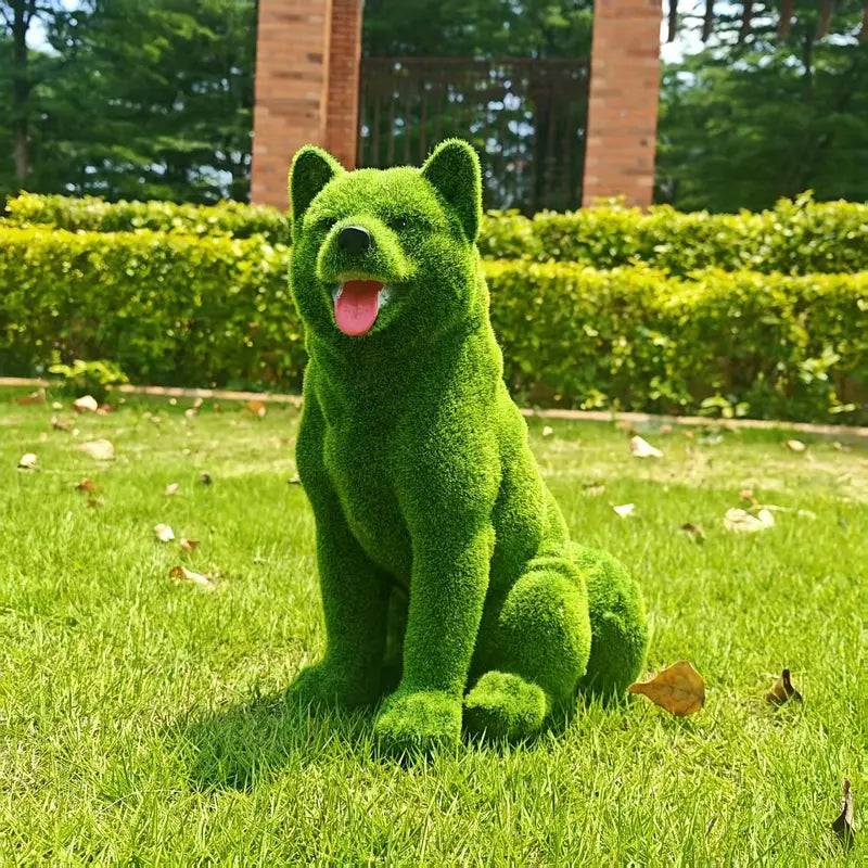 Shiba Charm – Freestanding Resin Statue with Lush Green Fur