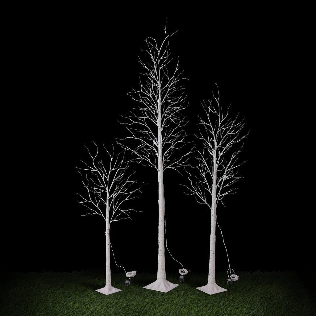 "Luminous Birch Trio” – 3-Pack Lighted Artificial Birch Trees with Warm White Fairy Lights