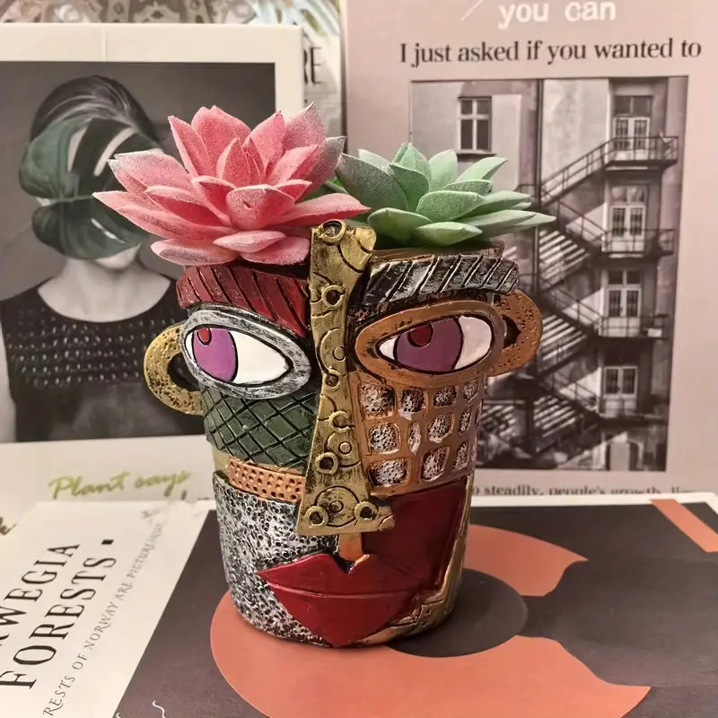 AuraFace™ – Colorful Abstract Resin Planter