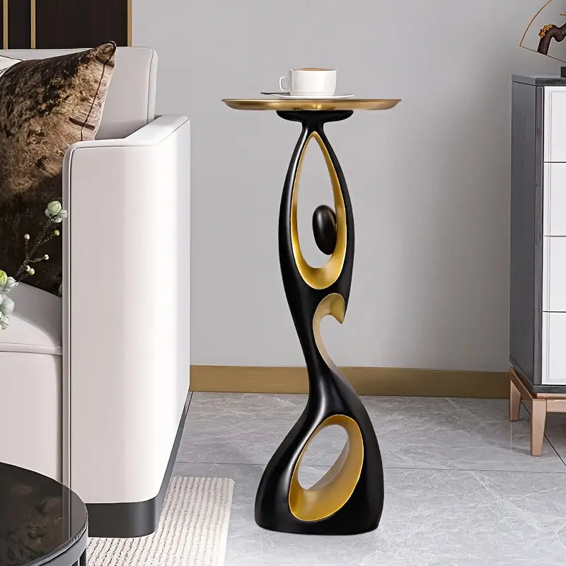 Sophisticated Black & Gold Resin Coffee Table Floor Sculpture