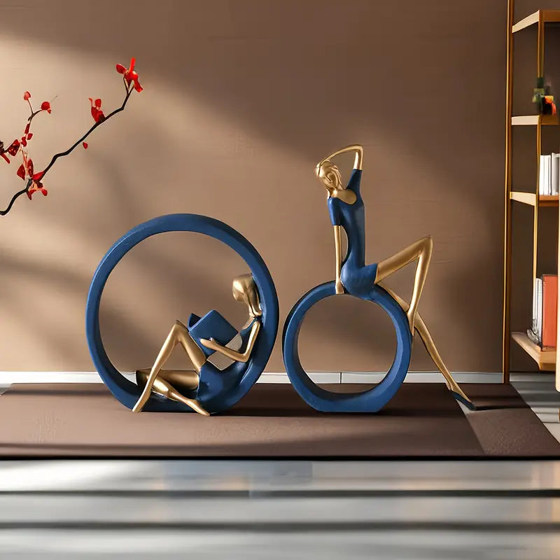 The Quiet Muse: Woman and Girl with Book Figurine
