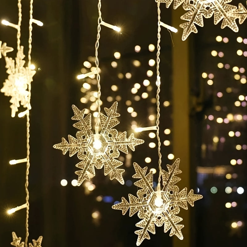 “YETHKE Snowflake Fairy Lights” – 96-LED USB String with 8 Modes