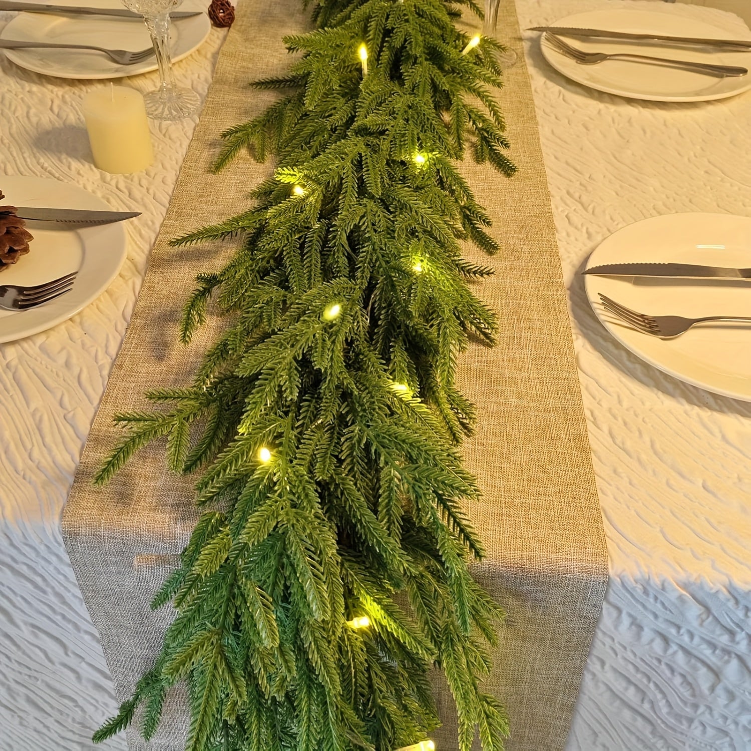 LuxeGlow™ Artificial Christmas Norfolk Pine Garland with Lights