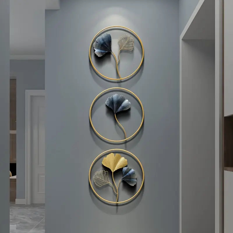 Golden Grace – Floral Ginkgo Wall Circle Set