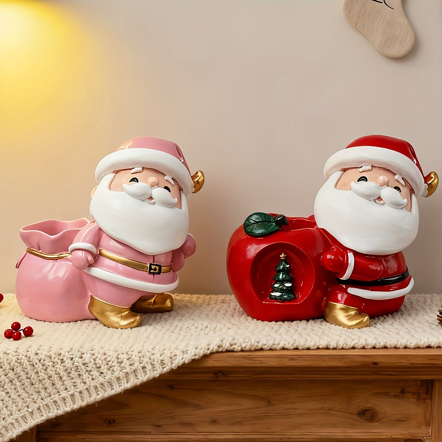 GlamSanta™ Pink & Gold Santa Claus Figurine
