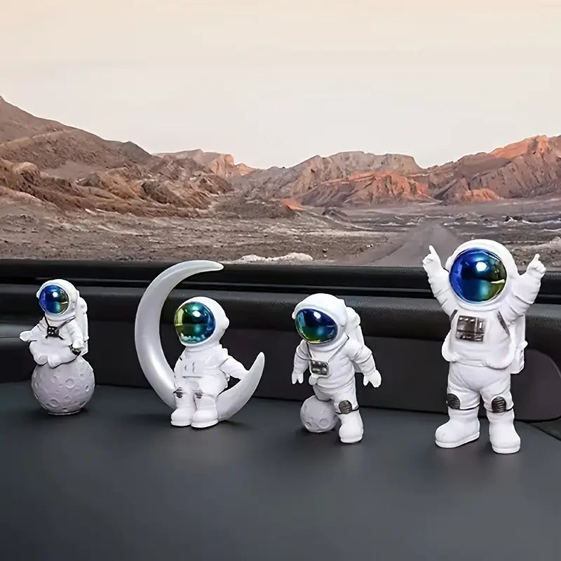 Cosmo Crew™ – 4-Piece Astronaut Figurine Set with Skateboard
