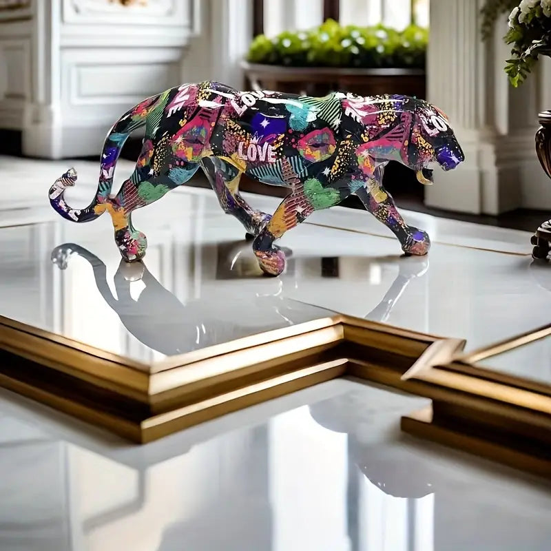 Colorful Leopard LOVE Statue