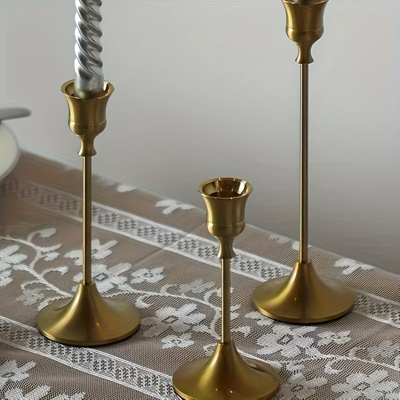 “Lumière Elegance” – 6-Piece European-Style Metal Candlestick Set